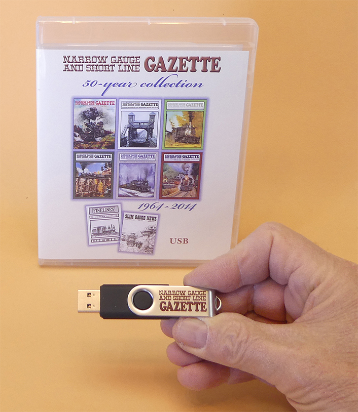 (image for) Narrow Gauge Short Line Gazette 50 Year Collection USB Stick - Click Image to Close